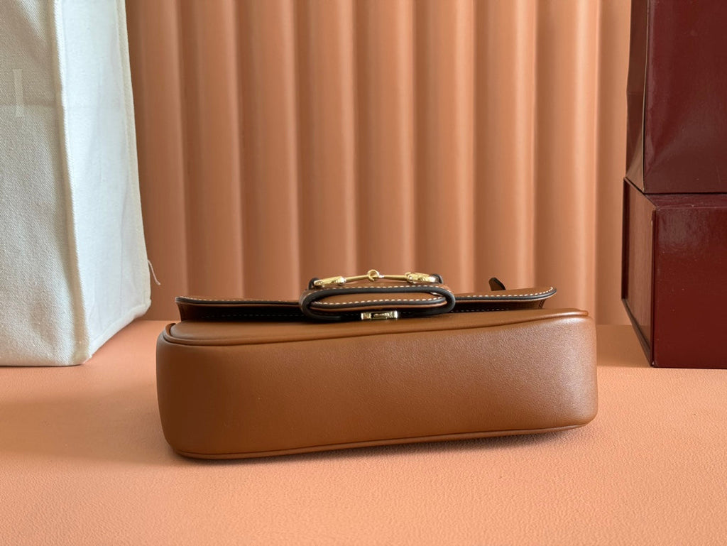 GUCCI SMALL HORSEBIT 1955 SHOULDER BAG 22.6 IN BROWN CALFSKIN