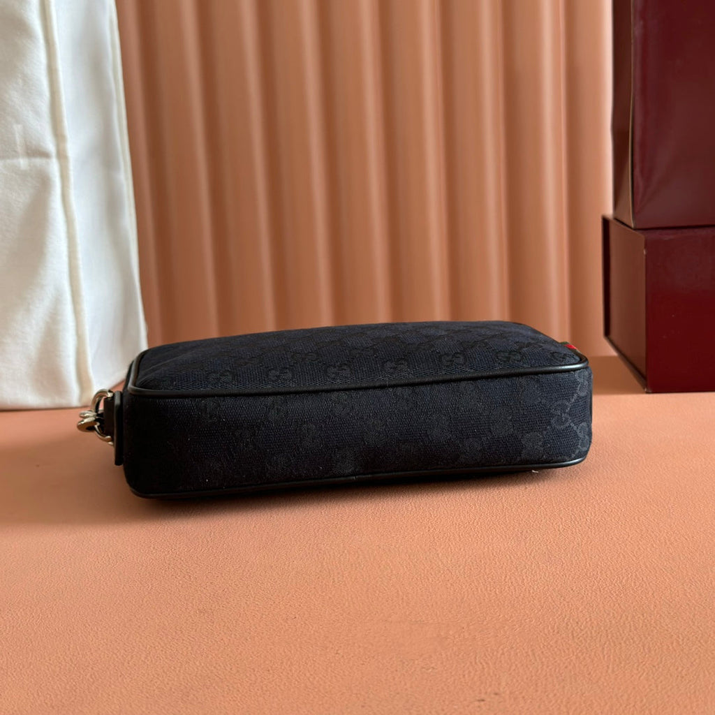 GUCCI SMALL CROSSBODY BAG 23.5 IN BLACK  CANVAS