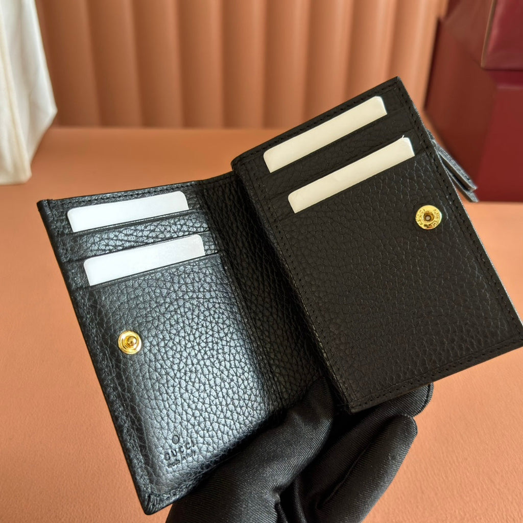 GUCCI MARMONT SMALL WALLET 11 BLACK IN CALFSKIN