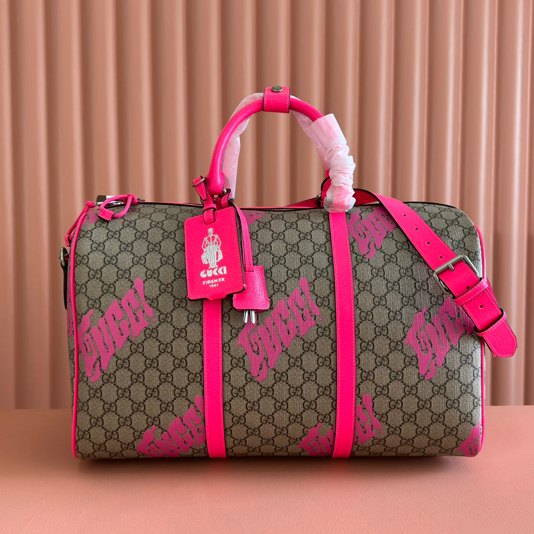 GUCCI CHROMA LARGE DUFFLE BAG 45 PINK IN  MONOGRAM CANVAS