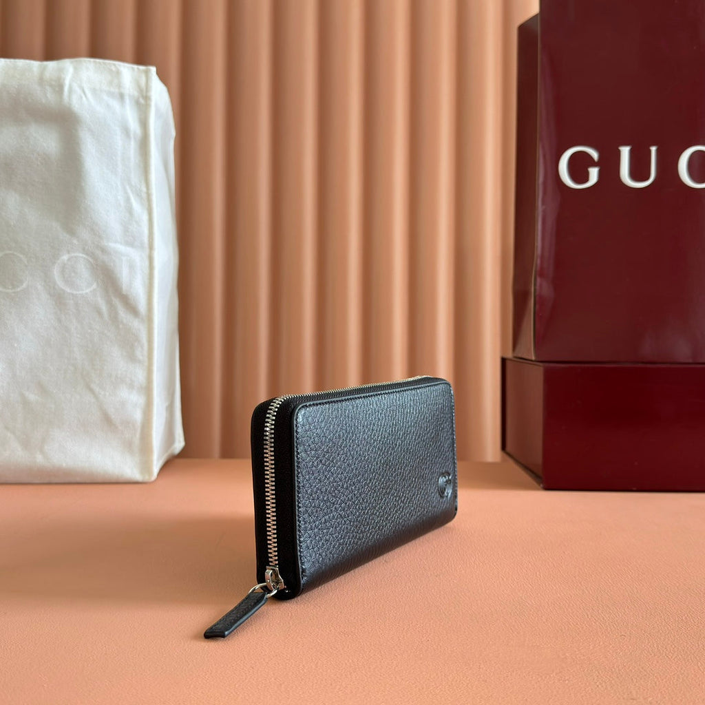 GUCCI MARMONT 19 LONG WALLET IN BLACK CALFSKIN SILVER HARDWARE