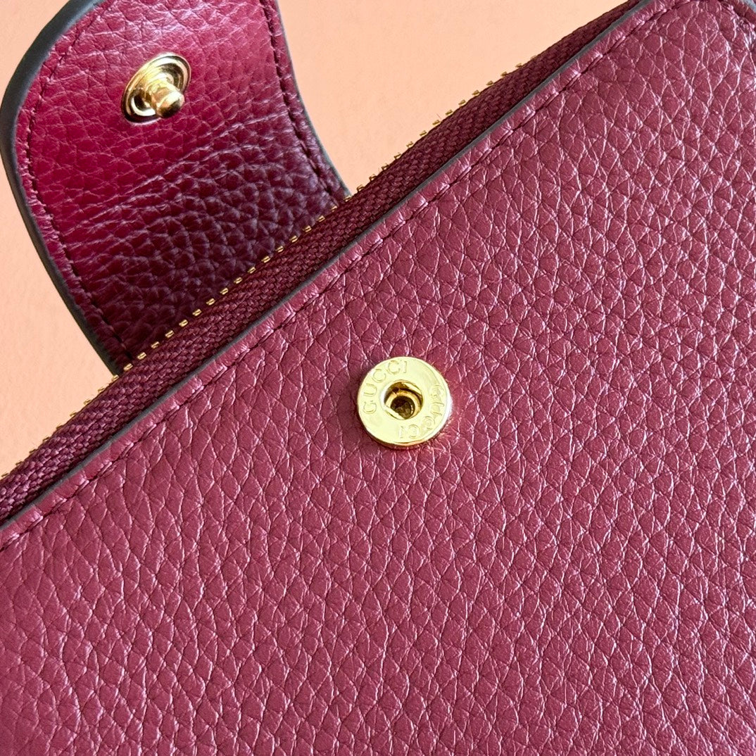 GUCCI 25S MARMONT WALLET 13 IN RED CALFSKIN GOLD HARDWARE