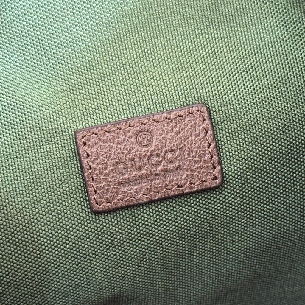 GUCCI 25S OPHIDIA SMALL BACKPACK 20 IN BEIGE AND EBONY CALFSKIN