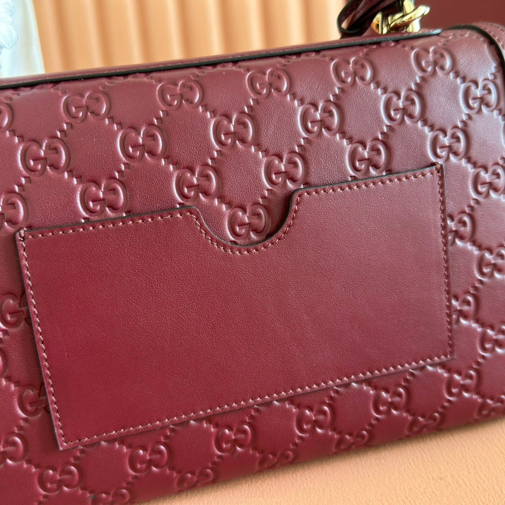 GUCCI 26S PADLOCK BAG 26 IN DARK RED EMBOSSED CALFSKIN
