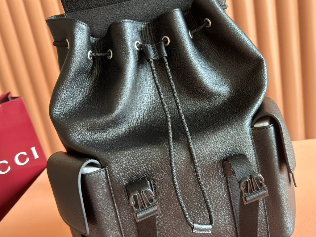 GUCCI 26S OPHIDIA LARGE BACKPACK 46 IN BLACK CALFSKIN