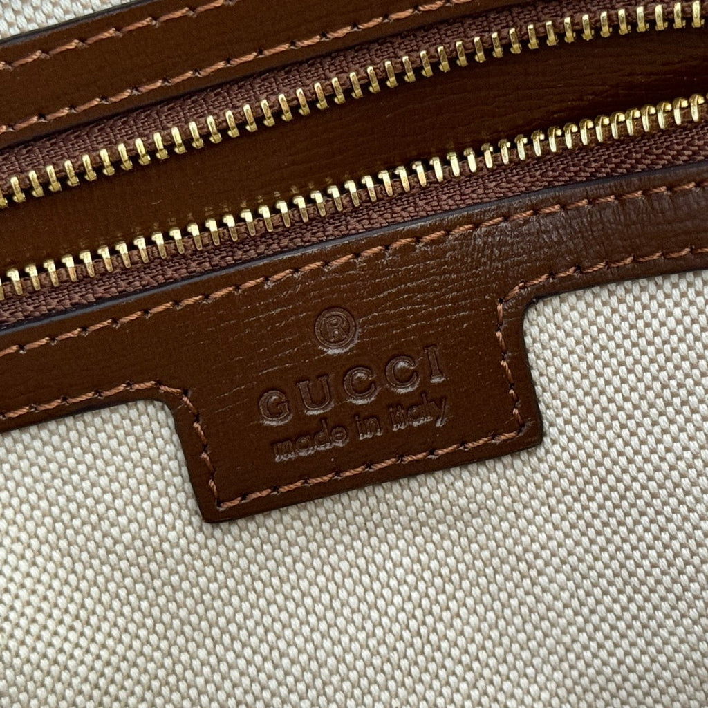 GUCCI 26S SHOULDER BAG 25 IN DARK BEIGE AND BROWN COATED CANVAS