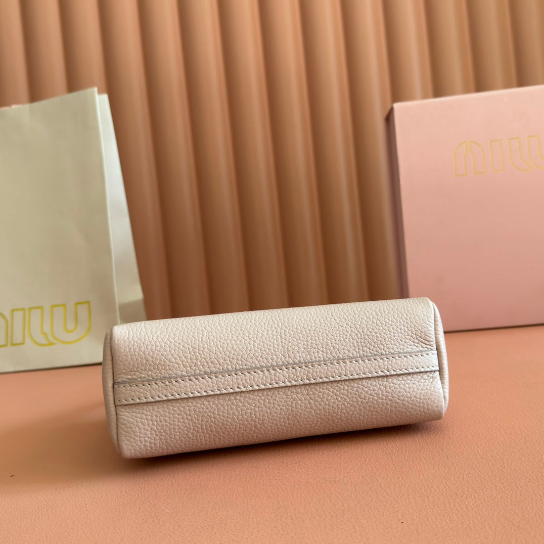 MIUMIU 26S POUCH BAG 18 IN DARK BEIGE CALFSKIN GOLD HARDWARE