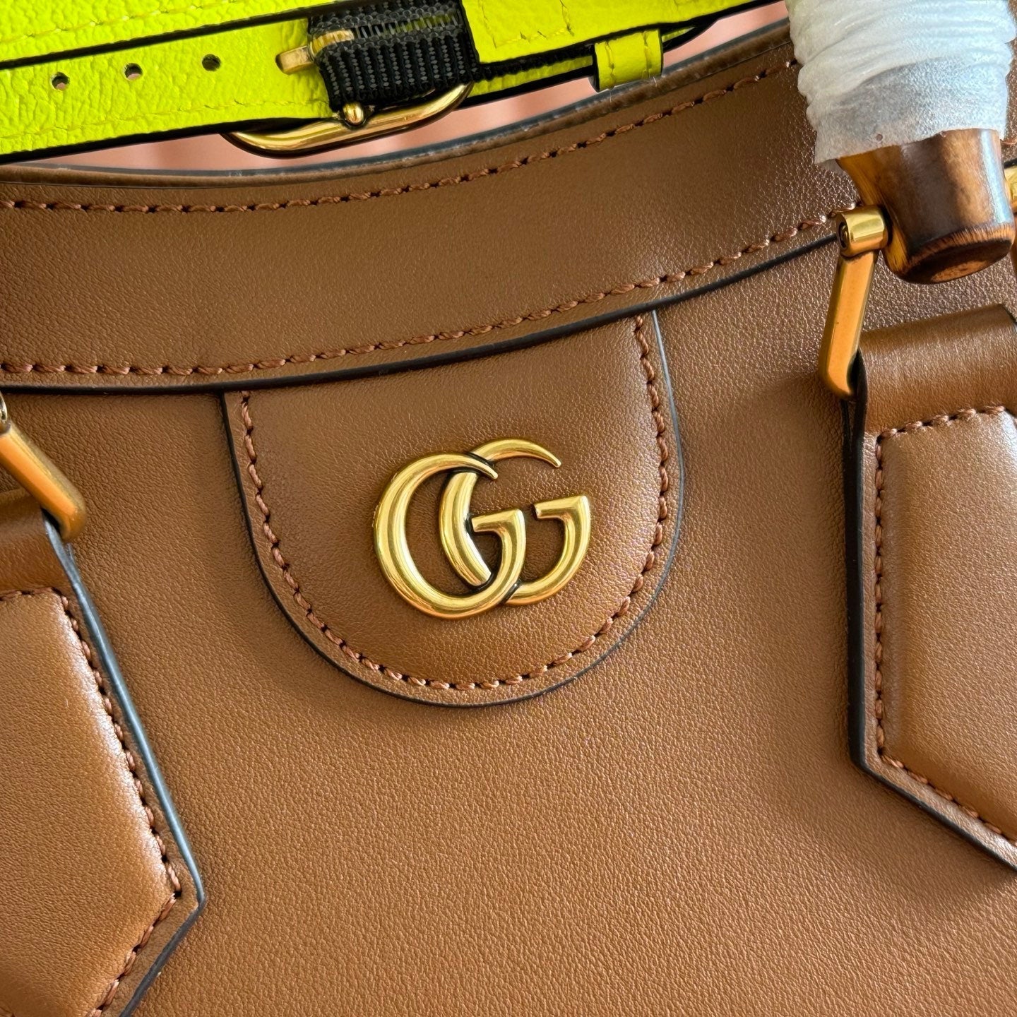 GUCCI 26S DIANA TOTE BAG 27 IN BROWN CALFSKIN