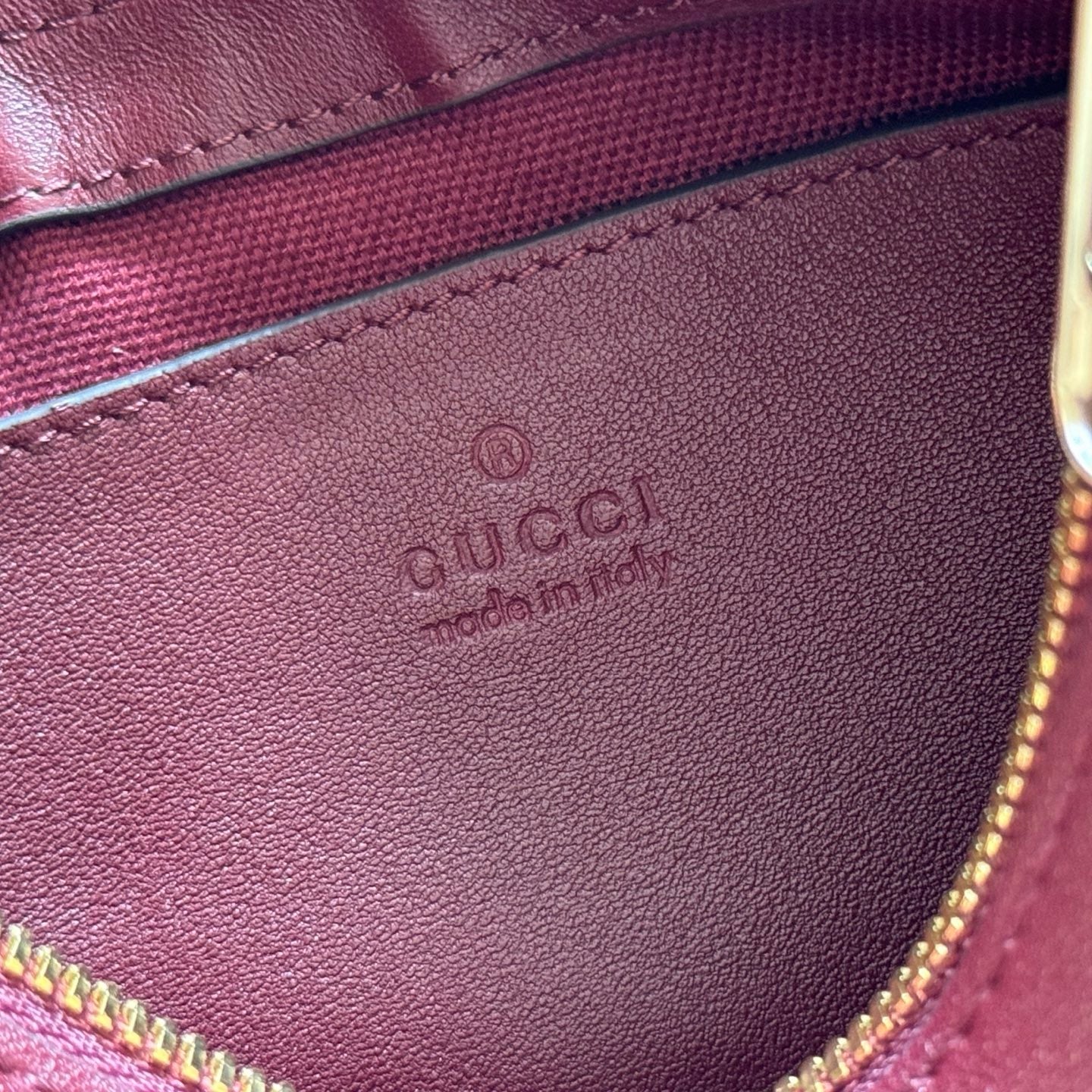 GUCCI 26S OPHIDIA SHOULDER BAG 26 IN DARK RED CANVAS EMBELLISHED WITH RHINESTONES