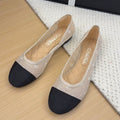 CHANEL BALLET FLAT IN BLACK FABRIC AND WHITE MESH