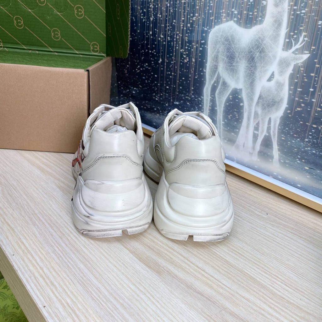 GUCCI COUPLE TRAINER WHITE CALFSKIN WITH LIP ICON