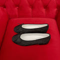 CHANEL ballet flat black denim grosgrain