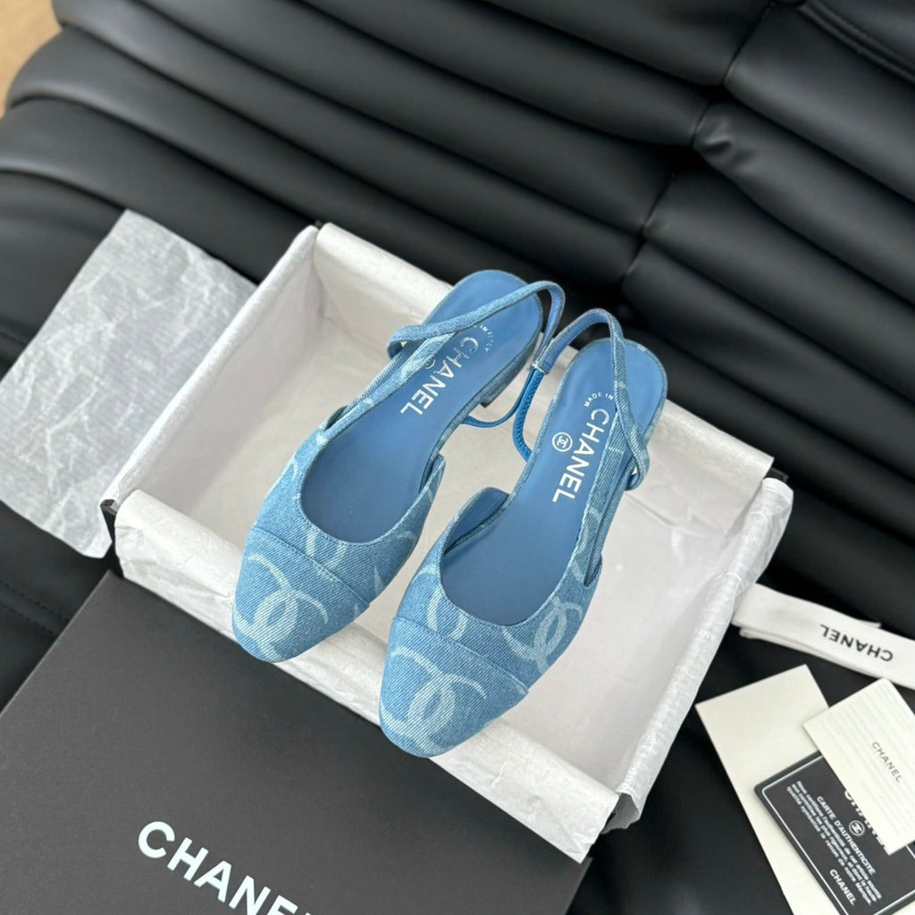 CHANEL CLASSIC SLINGBACK CERULEAN BLUE CALFSKIN