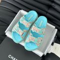 CHANEL Mule Sandals Sheepskin  Azure Blue