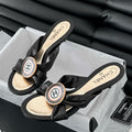 CHANEL BLACK LAMBSKIN  SLIDE SANDALS