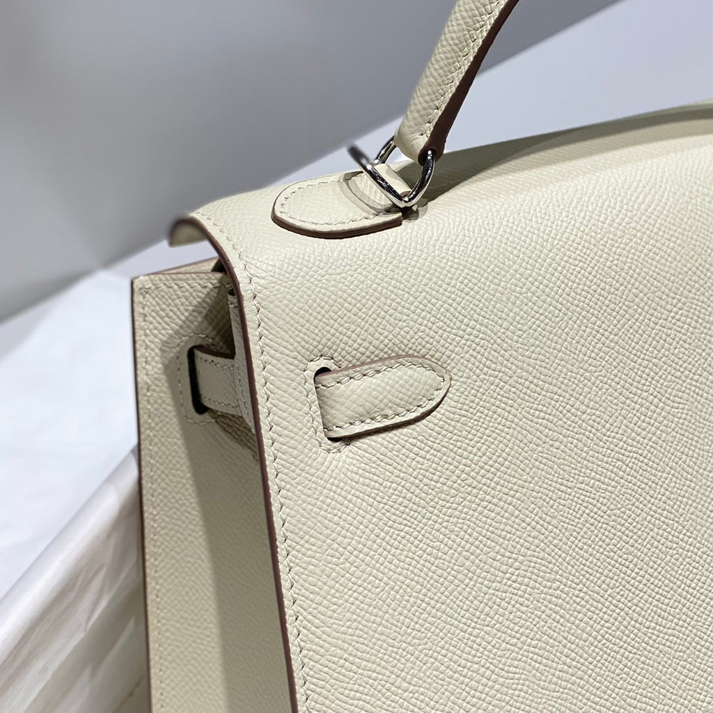 HERMES KELLY 25CM IN NATA EPSOM CALFSKIN SILVER HARDWARE