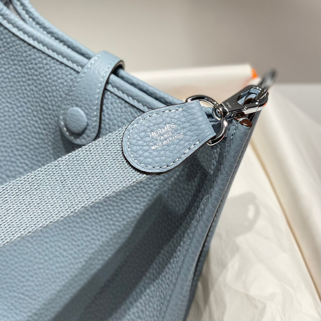 HERMES MINI NEO 18 EVELYNE BAG IN NEPAL BLUE GRAINED CALFSKIN