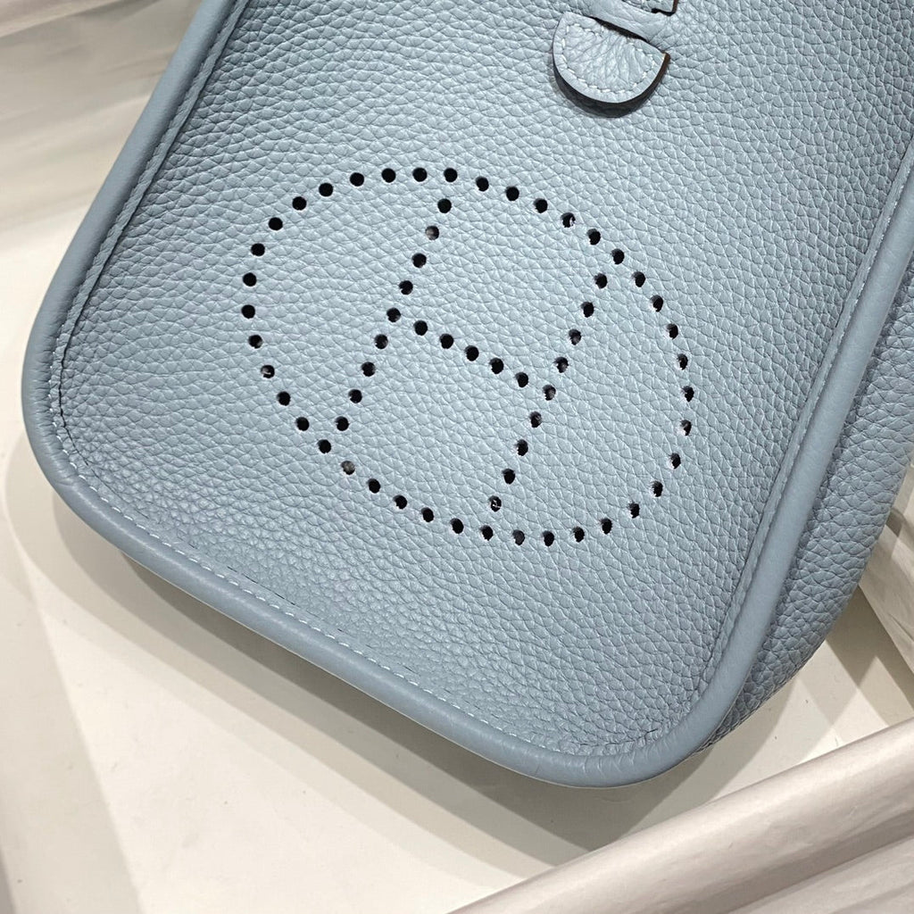 HERMES MINI NEO 18 EVELYNE BAG IN NEPAL BLUE GRAINED CALFSKIN