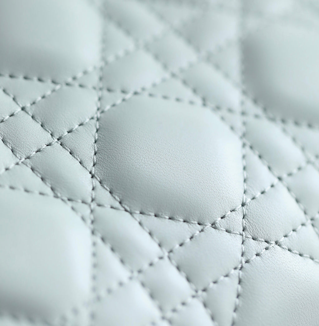 DIOR LADY 17 IN LIGHT BLUE LAMBSKIN WITH CANNAGE PATTERN