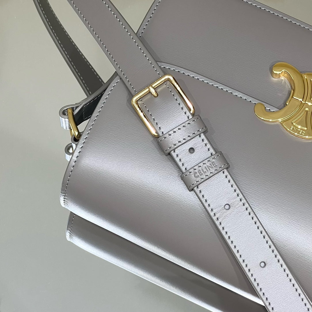 CELINE MINI CLAUDE 22 SHINY CALFSKIN SILVER