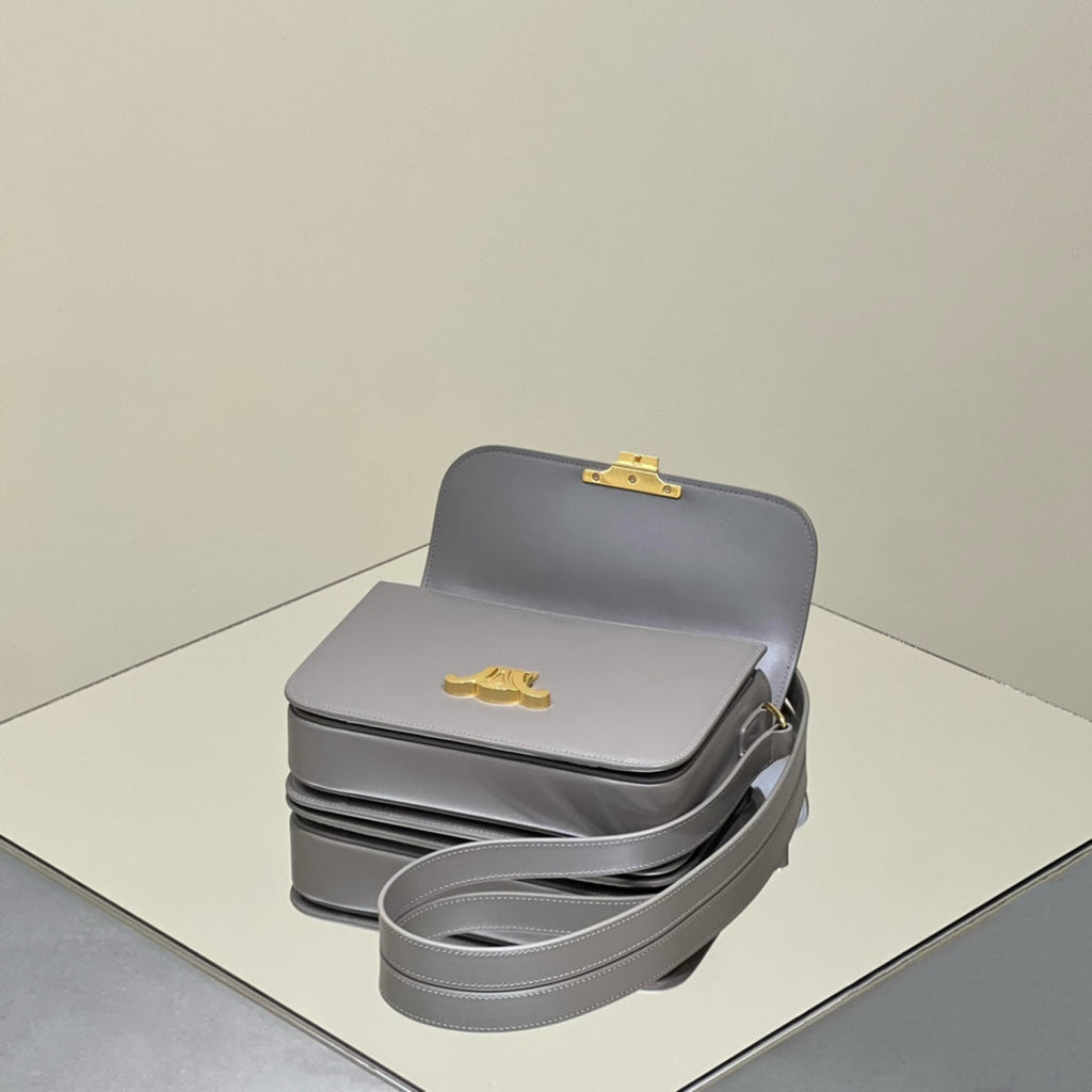 CELINE MINI CLAUDE 22 SHINY CALFSKIN SILVER