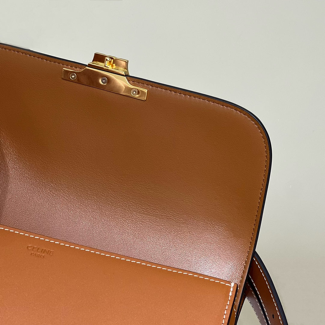 CELINE MINI CLAUDE 22 SHINY CALFSKIN CINNAMON BROWN
