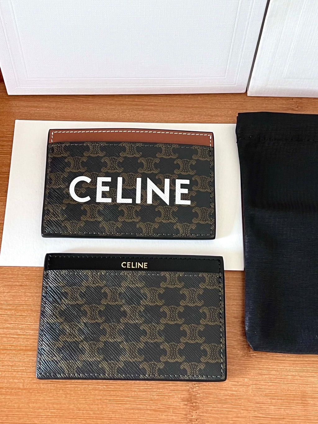 CELINE 25S CARD HOLDER 10 IN BROWN TRIOMPHE CANVAS WITH  PRINT