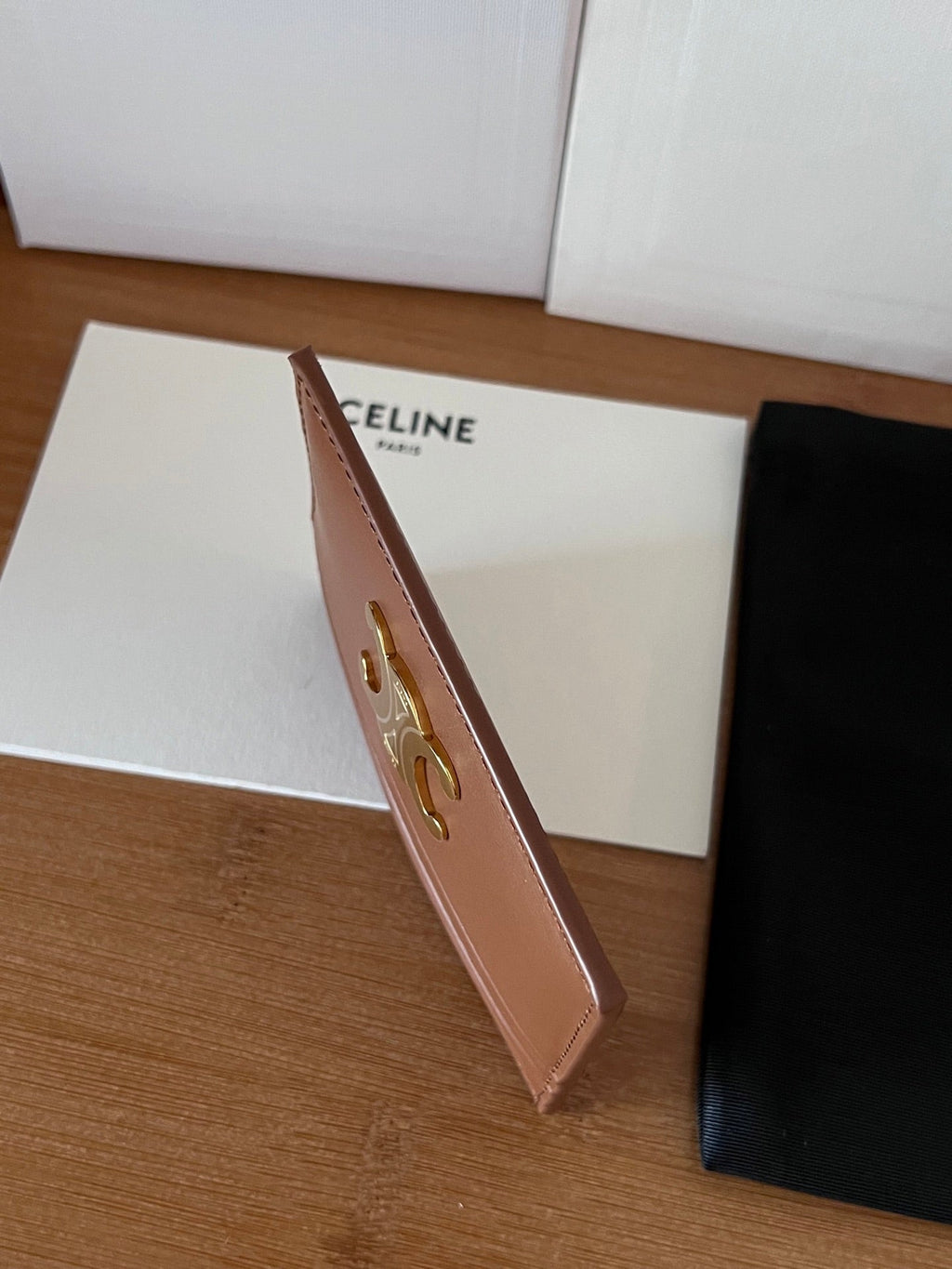 CELINE 25S CARD HOLDER WITH TRIOMPHE LOGO 11 IN DARK BROWN CALFSKIN