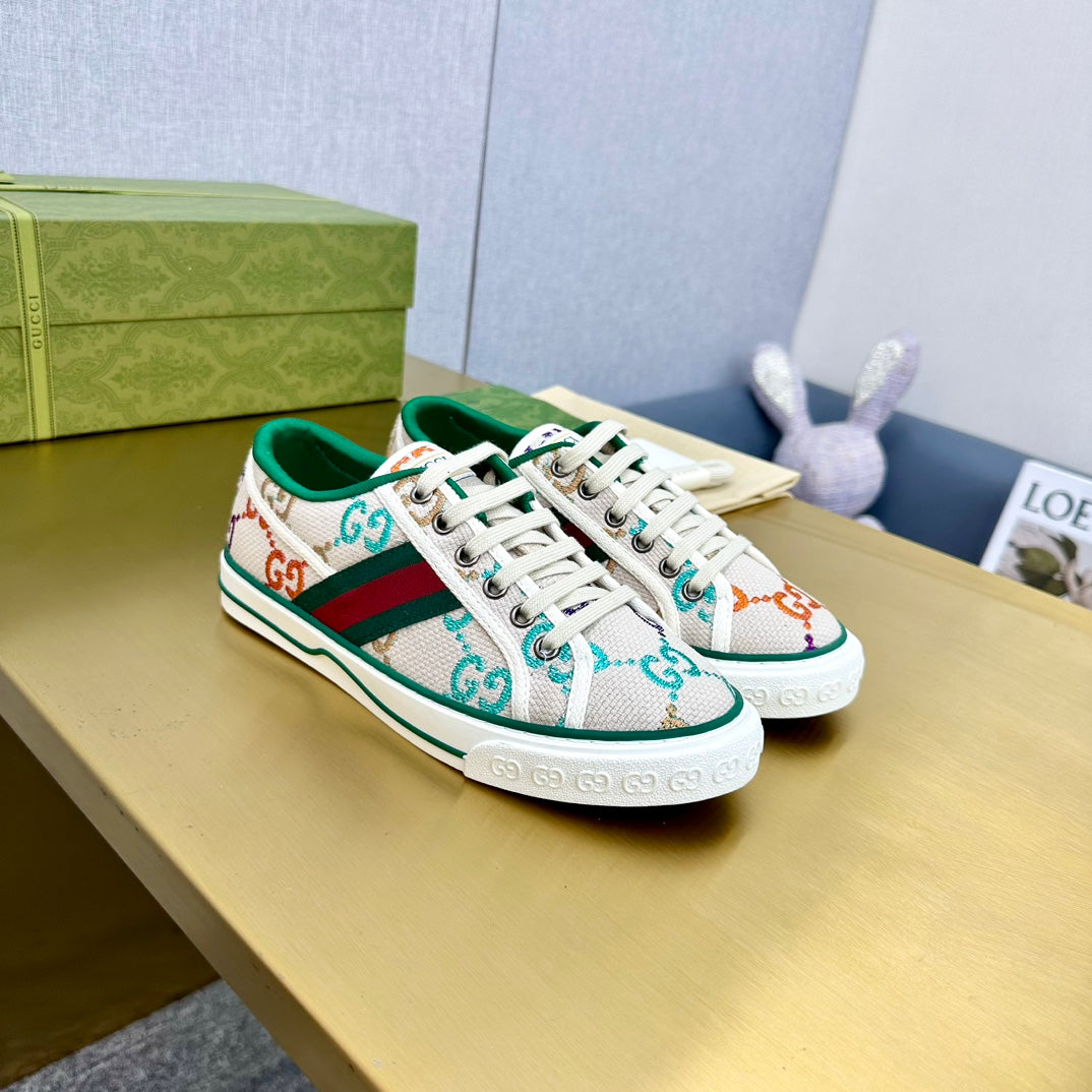 GUCCI TENNIS 1977 TRAINER LIGHT GRAY CANVAS