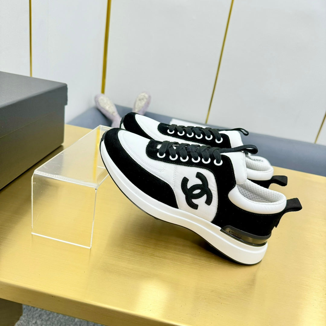 CHANEL CLASSIC TRAINER IN BLACK MIX WHITE MERCERIZED VELVET