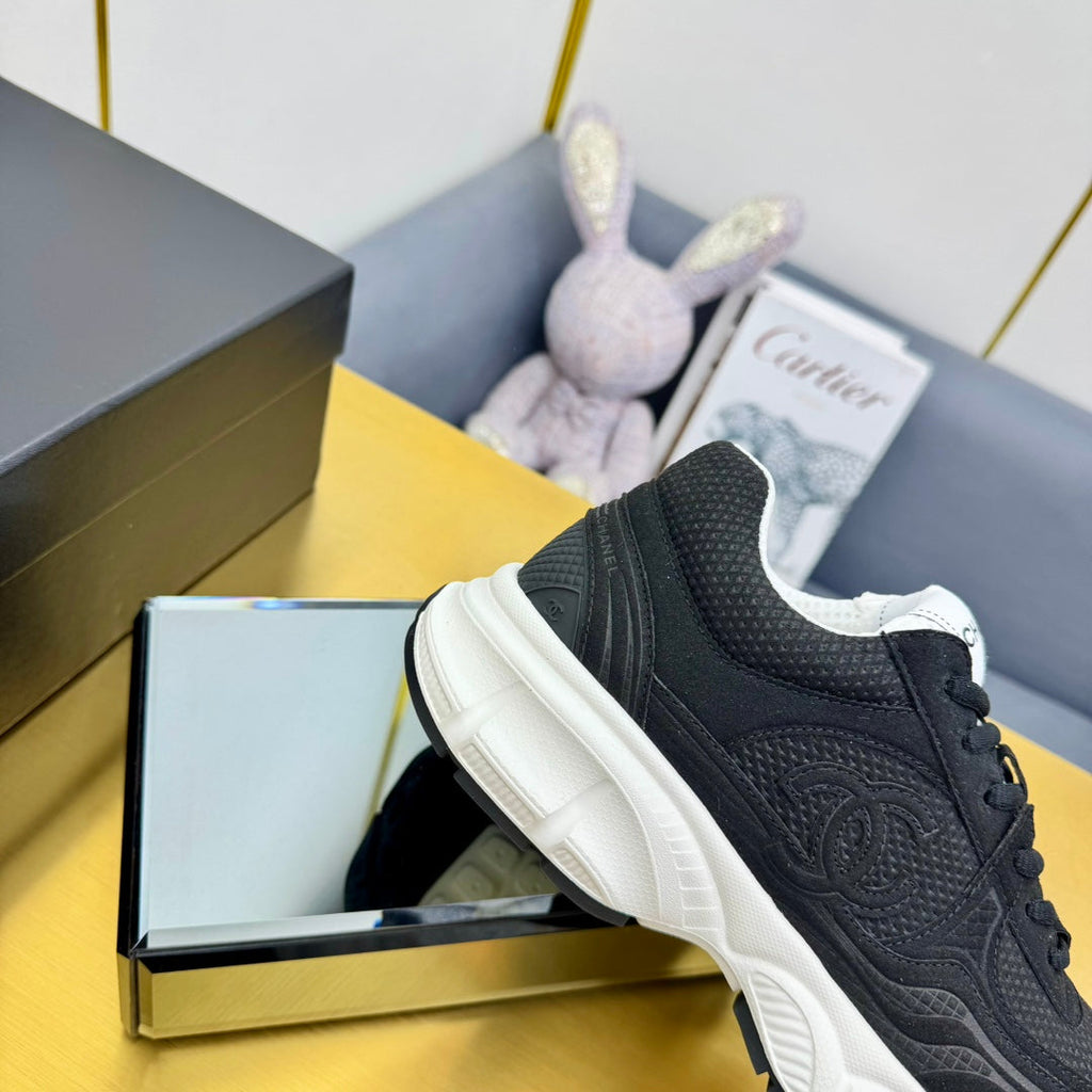 CHANEL DAD SNEAKER IN BLACK SUEDE AND BREATHABLE MESH