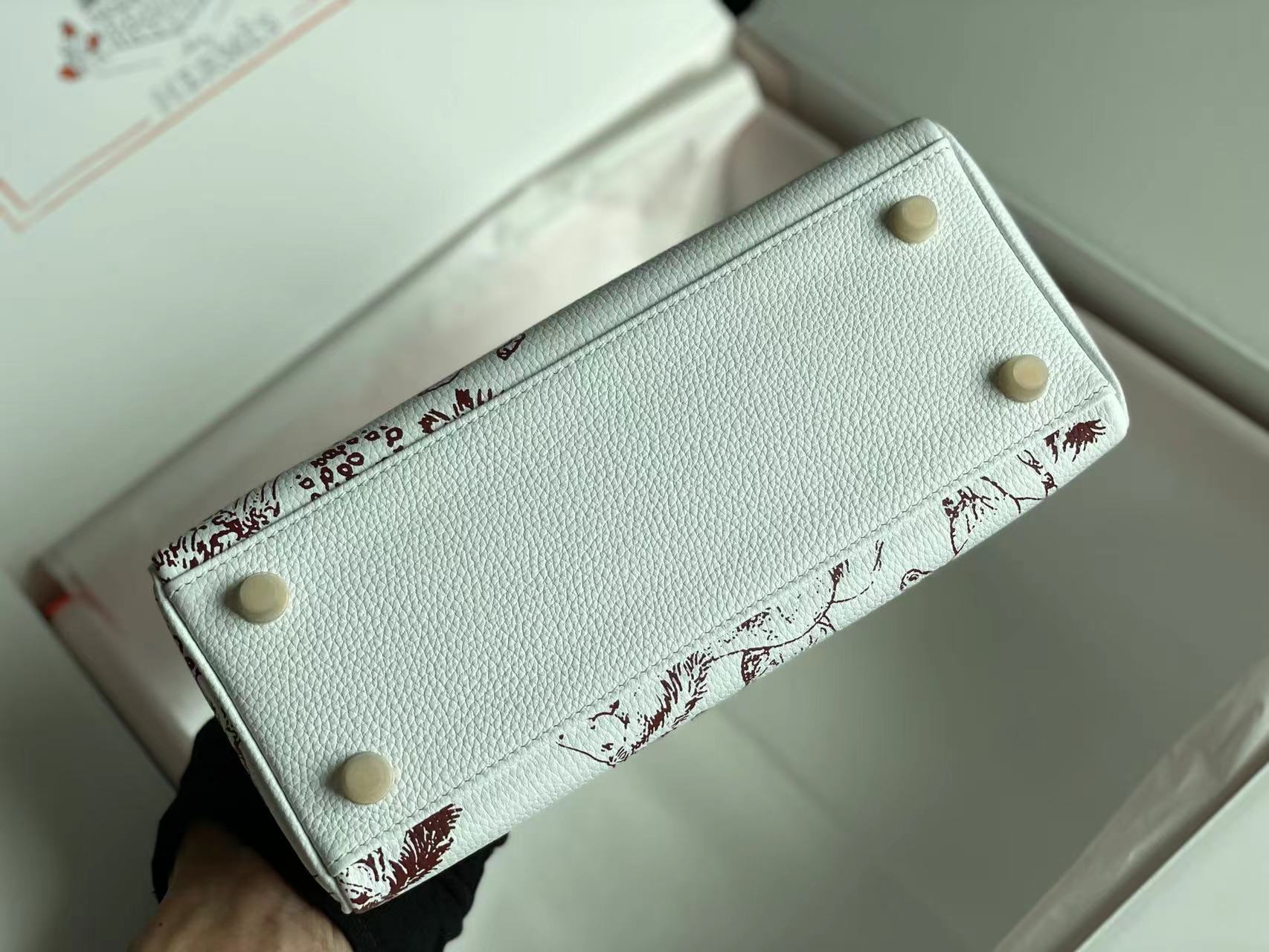 HERMES BIRKIN 25 BAG IN WHITE CALFSKIN WITH COLORFUL STICKER 228763
