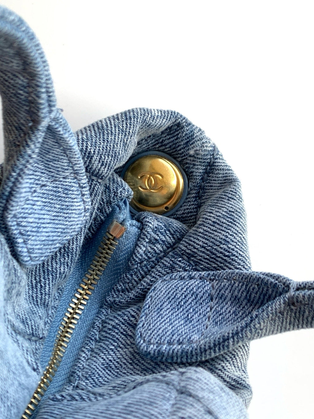 CHANEL 25S MAXI BOW BAG 26 IN BLUE DENIM WITH GOLD HARDWARE