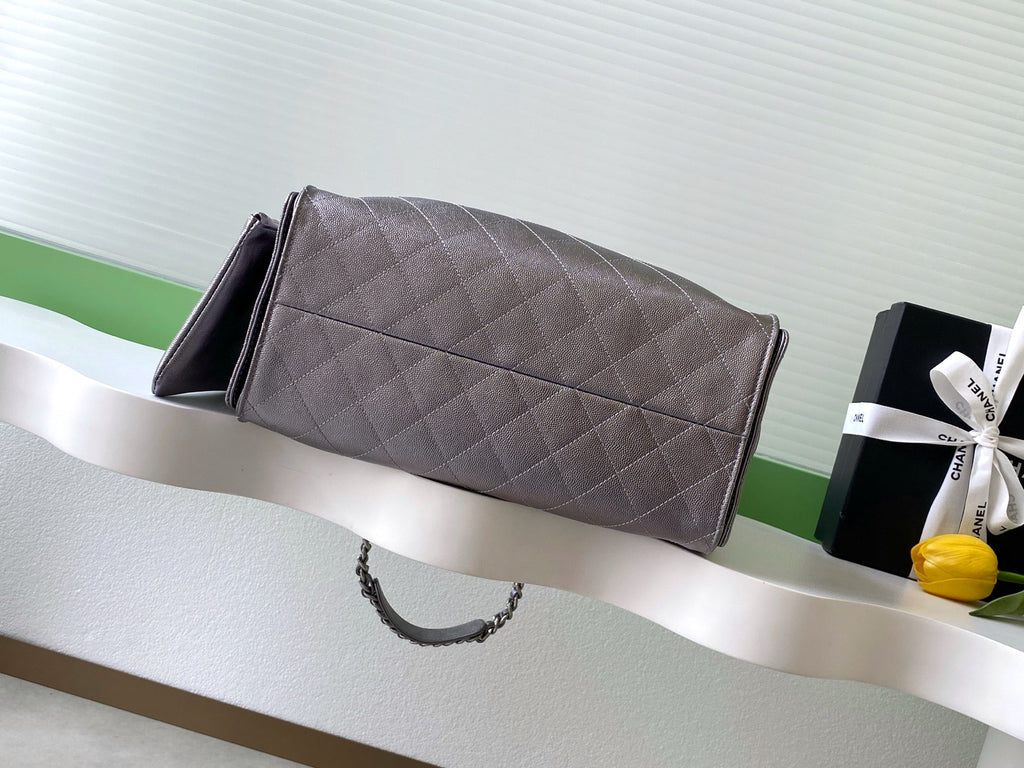 CHANEL 25S HOBO BAG 40 IN LILAC SILVER METALLIC CAVIAR