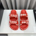 CHANEL dad sandals red white mules