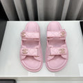 CHANEL dad sandals pink lambskin mules