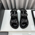 CHANEL dad sandals black denim mules