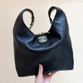 CHANEL QUILTED SMALL HOBO BAG 27 IN BLACK LAMBSKIN GOLD HARDWARE
