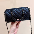 CHANEL BOSTON MATELASSE CAVIAR SHOULDER HANDBAG 18 IN BLACK LAMBSKIN