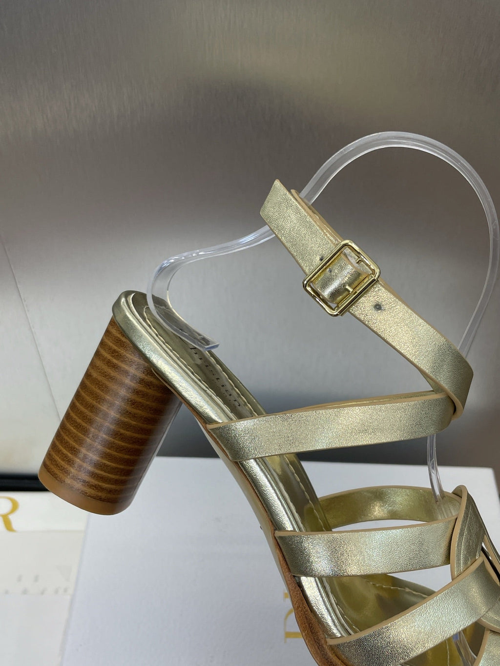 DIOR D-CLUB HIGH HEEL SLIDE 25S 80MM IN GOLD GLOSSY CALFSKIN