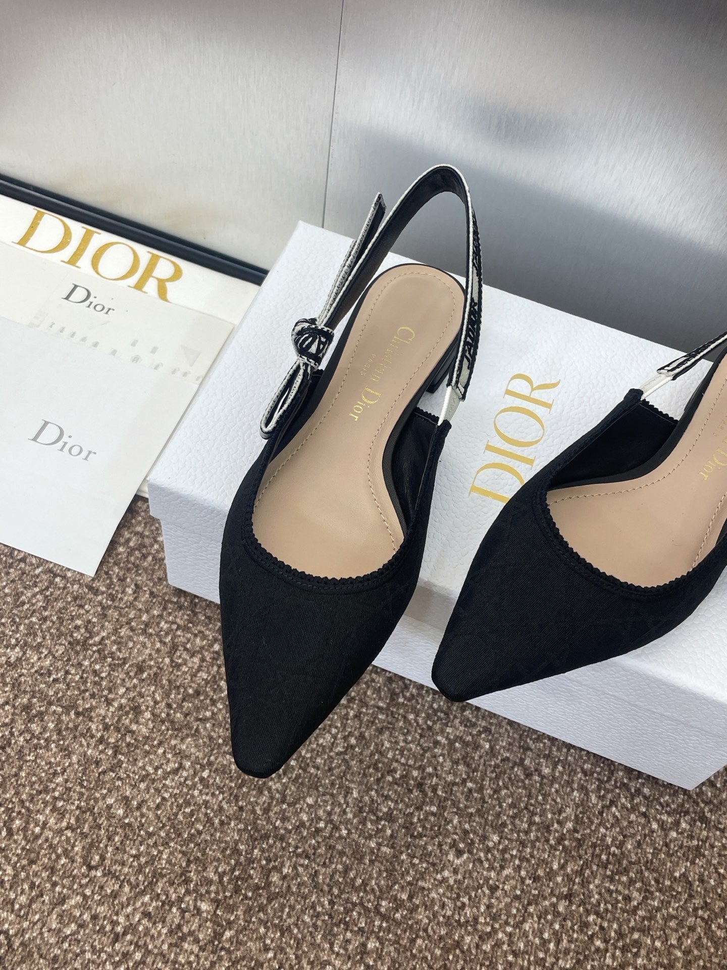 DIOR J'A SLINGBACK 25S IN BLACK QUAKE OBLIQUE EMBROIDERED FABRIC