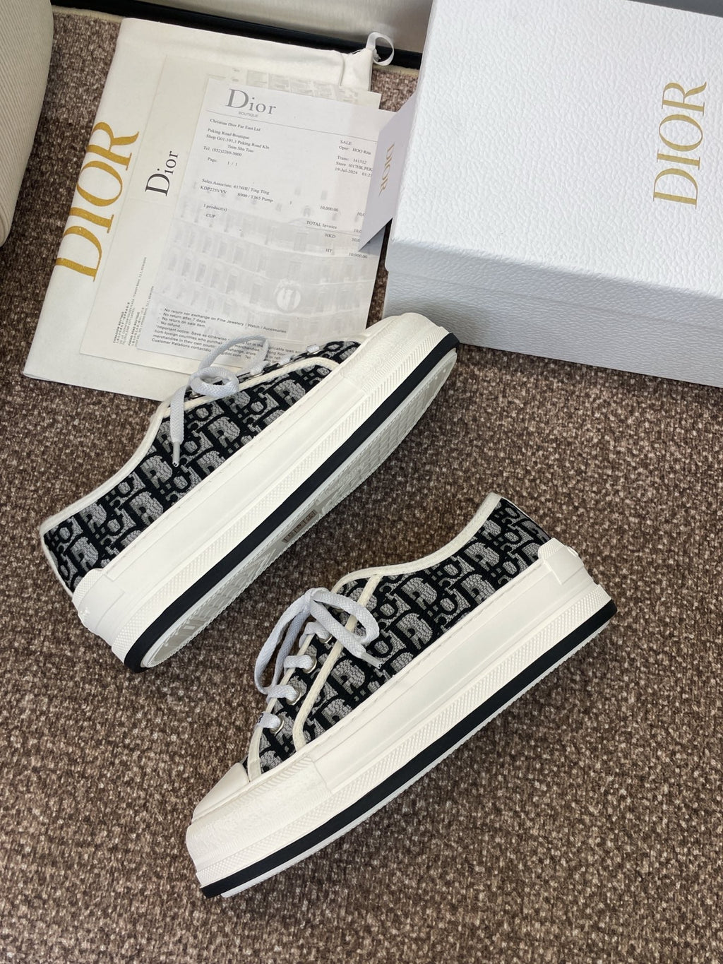 DIOR 25S WALK'N' SNEAKER IN DARK GREY  OBLIQUE EMBROIDERED COTTON