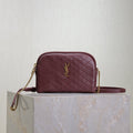 GABY ZIPPED POUCH 19 IN WINE RED QUILTED LAMBSKIN GOLD HARDWARE