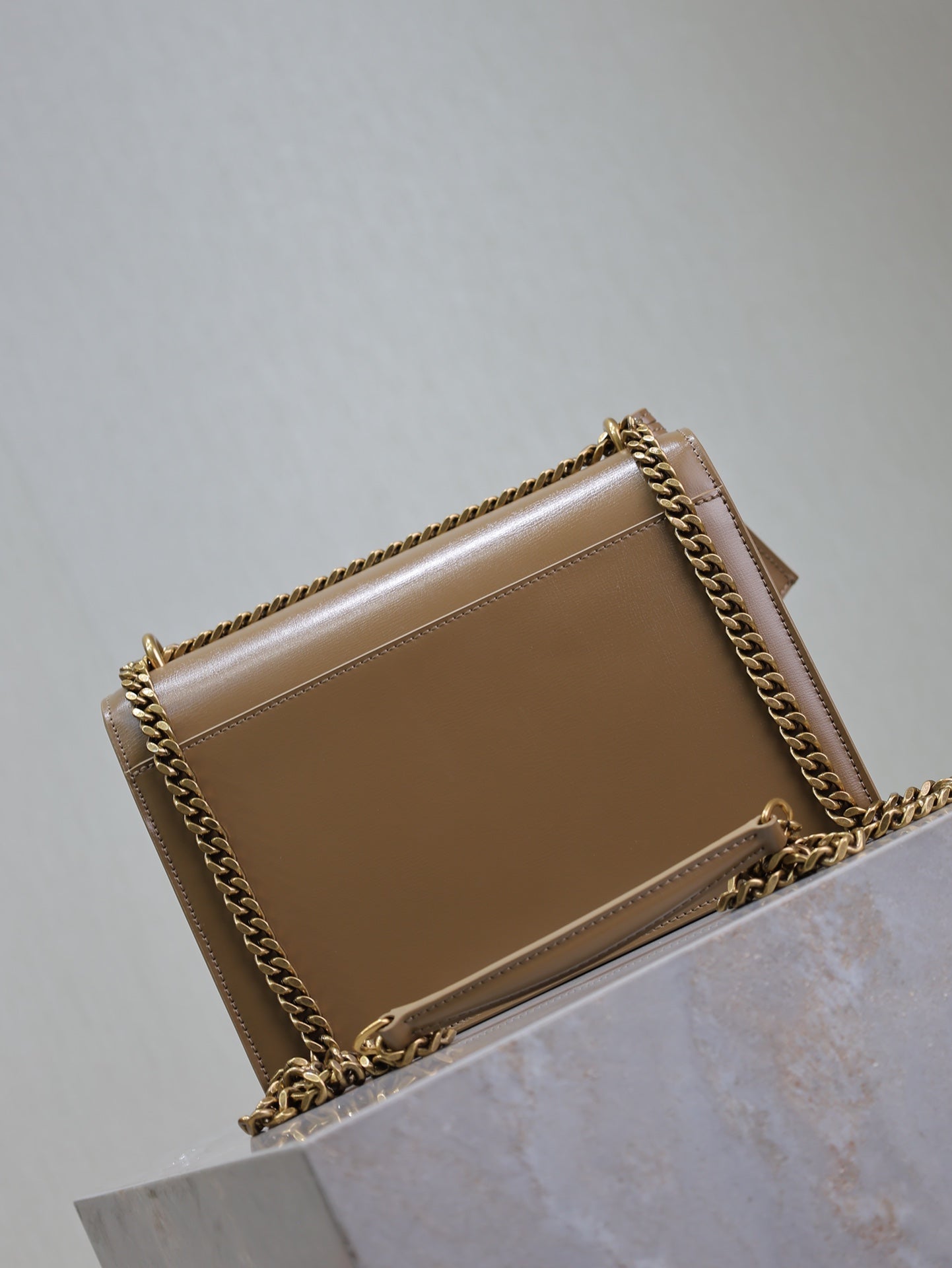 YSL 25S SUNSET BAG 22 IN BROWN CALFSKIN GOLD HARDWRE