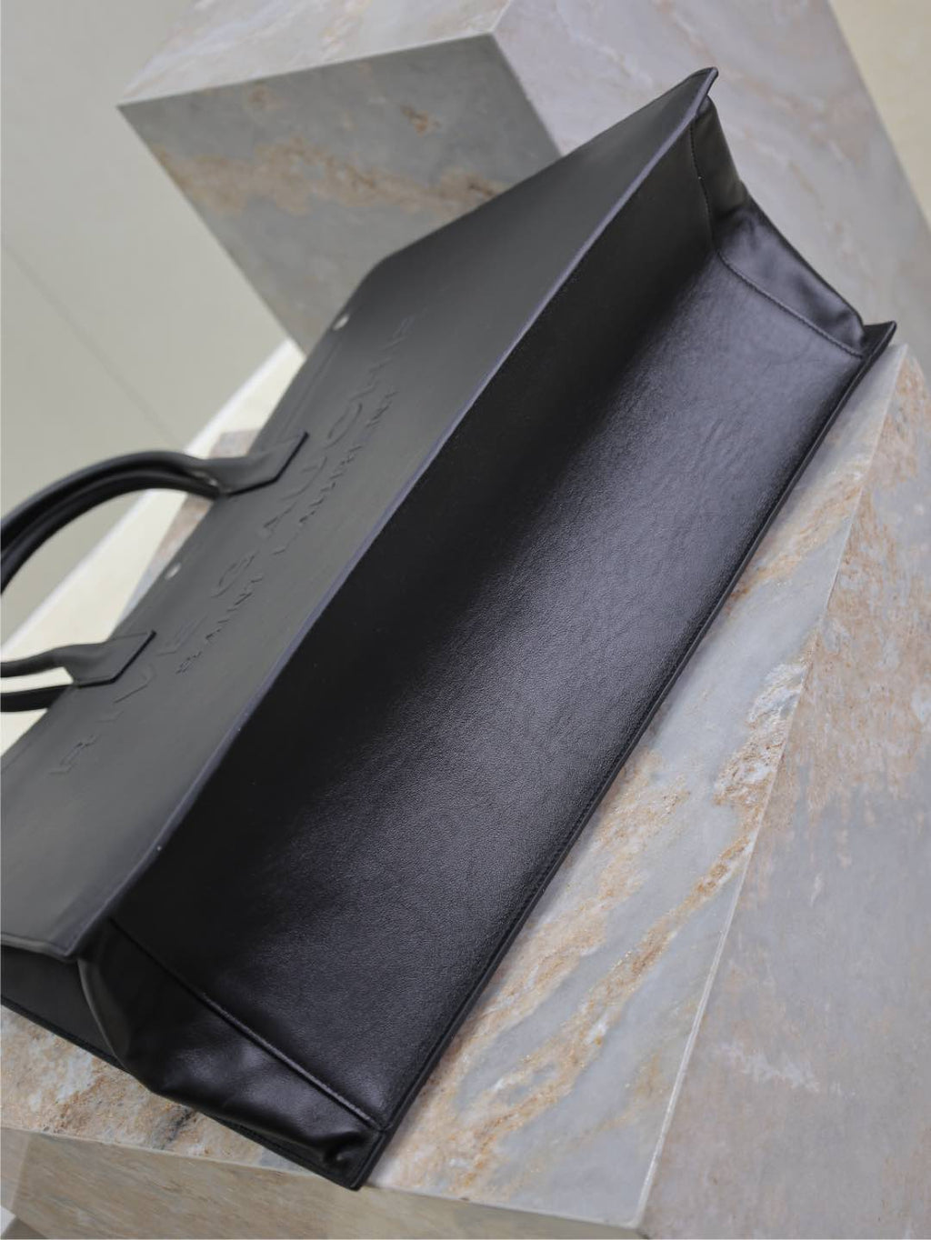 YSL 25S RIVE GAUCHE LARGE TOTE BAG 48 IN BLACK CALFSKIN