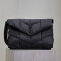 YSL 25S LOULOU PUFFER BAG 34 IN BLACK NYLON BLACK HARDWARE