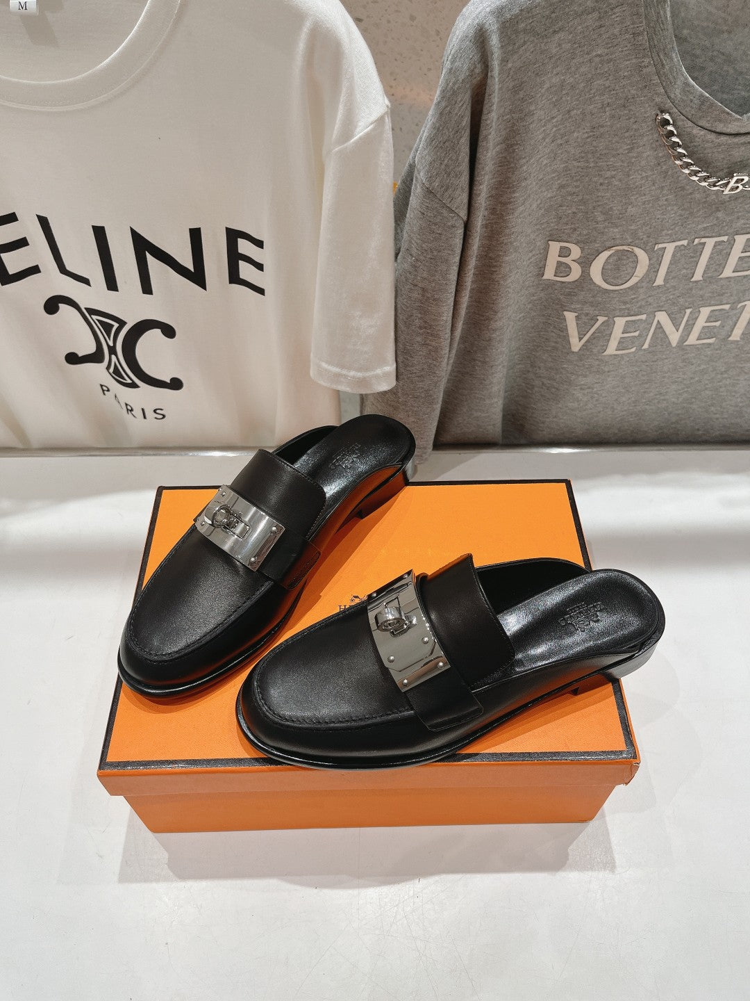 HERMES IOTA MULE BLACK CALFSKIN
