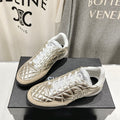 CHANEL Double C  New Quilted Panda Shoes Gold Sheepskin