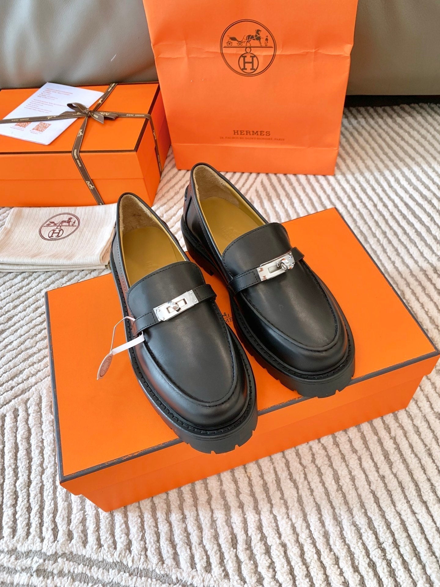 HERMES ICONE LOAFER IN BLACK CALFSKIN