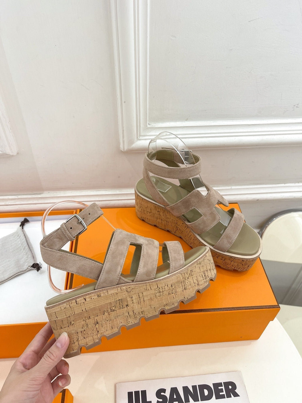 HERMES Havane 30 Sandal Light Brown Suede
